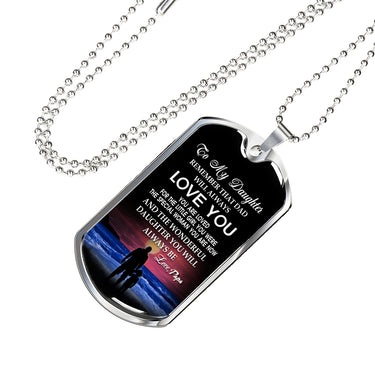 Father Daughter Heart Necklace From Papa Christmas Gift Idea Luxury Dog Tag Silver